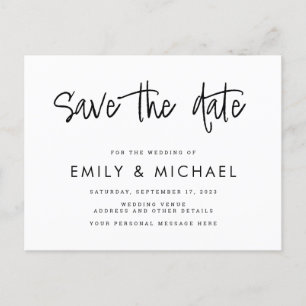 Moderne Elegante Hochzeit Save the Date Postkarte