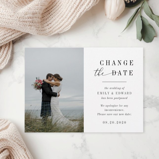 Moderne Elegante Hochzeiten ändern die Datumskarte Save The Date (Von Creator hochgeladen)