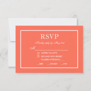 Moderne elegante Hochzeits-RSVP-Koralle weiße Kart RSVP Karte