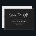 Moderne elegante Hochzeitsankündigung Save the Dat Save The Date<br><div class="desc">Eine schlichte,  moderne,  elegante Save the Date Hochzeitsankarte. Personalisieren Sie dieses minimalistische Schwarz-Weiß-Hochzeitsempfehlung-Design,  um Ihre persönlichen Daten und Nachricht zu haben.</div>