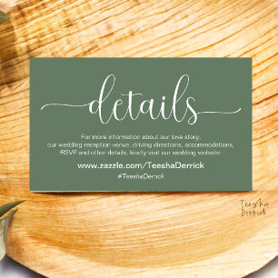 Moderne elegante Hochzeitsdetails und Website Begleitkarte