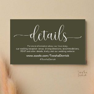 Moderne elegante Hochzeitsdetails und Website Begleitkarte