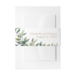 Moderne, elegante Hochzeitseukalyptus-Blätter Einladungsbanderole