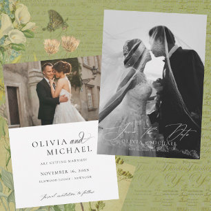 Moderne elegante Hochzeitsfoto-Save-The-Date-Karte Einladung