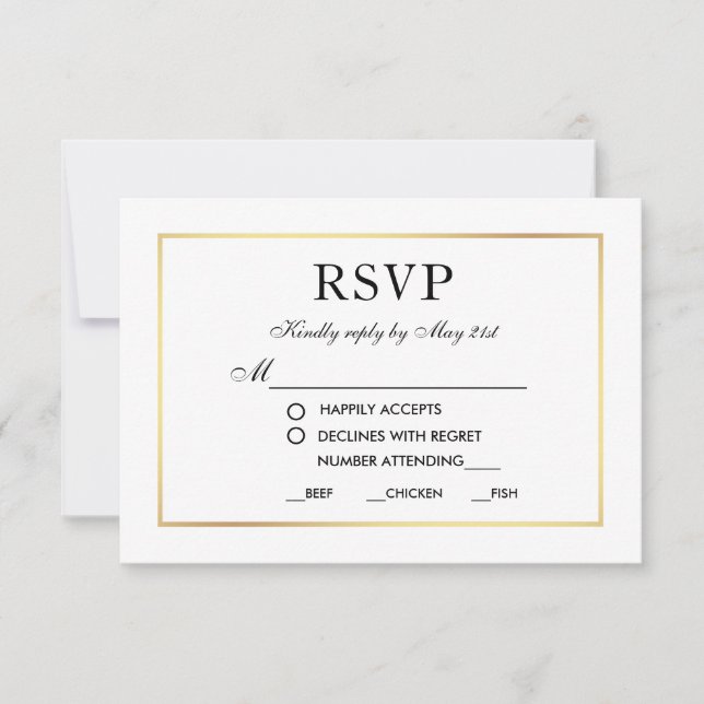 Moderne elegante Hochzeitskarte UAWG Schwarz-weiß  RSVP Karte (Vorderseite)
