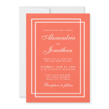 Moderne elegante Hochzeitskorallen und weiße Rahme