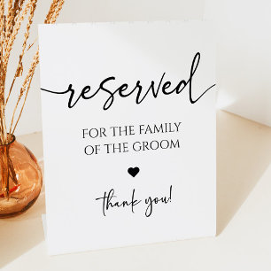 Moderne elegante Hochzeitssitze reserviert Sockelschild