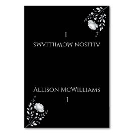 Moderne elegante Hochzeitsstimmung in Schwarz und Tischnummer