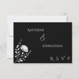 Moderne elegante Hochzeitsstimmung in Schwarz-Weiß RSVP Karte