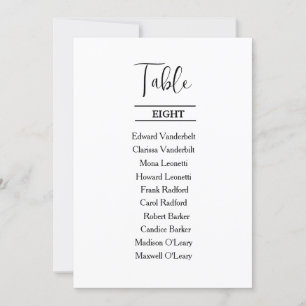 Moderne elegante Hochzeitstisch-Sitzkarte Einladung