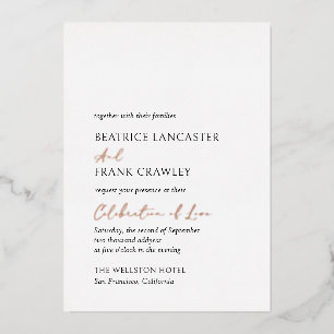 Moderne elegante Hochzeitstypografie Folieneinladung