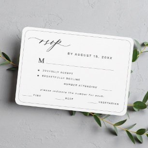Moderne, elegante Hochzeitswahl in Schwarz und Wei RSVP Karte