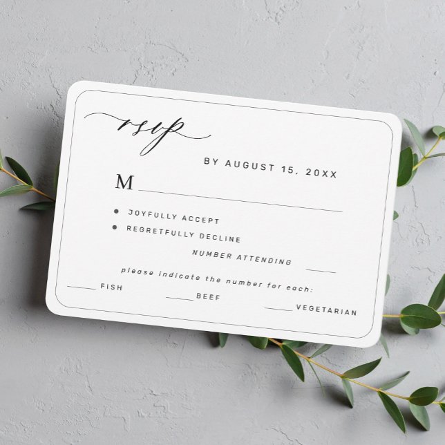 Moderne, elegante Hochzeitswahl in Schwarz und Wei RSVP Karte (Von Creator hochgeladen)
