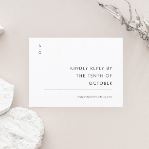 Moderne elegante Hochzeitswebsite in Schwarz und W RSVP Karte