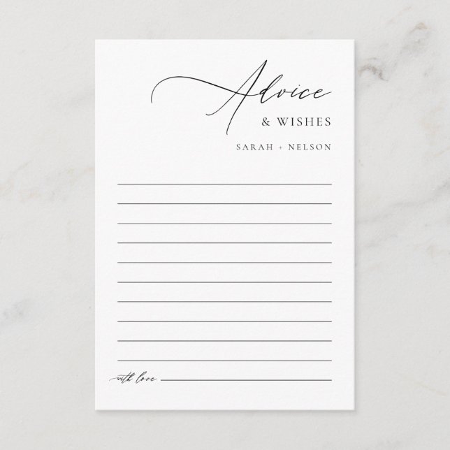 Moderne, elegante Hochzeitwünsche und Hinweiskarte (Vorderseite)