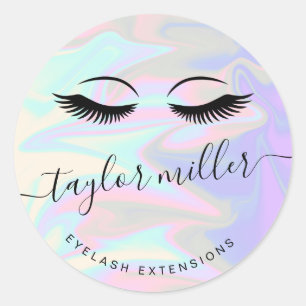 Moderne, elegante Holografie-Wimpernverlängerungen Runder Aufkleber