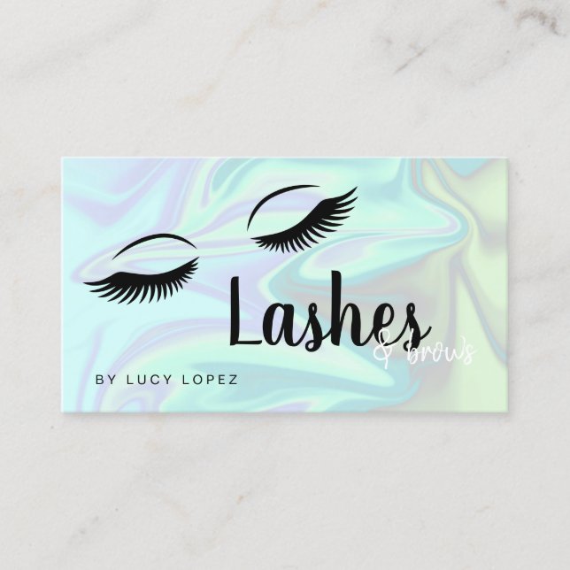Moderne, elegante Holographie-Lashes Visitenkarte (Vorderseite)