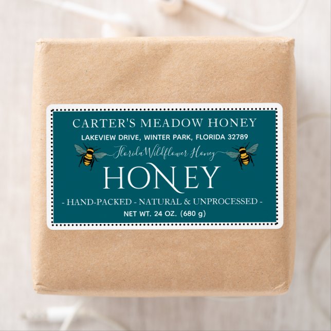 Moderne elegante Honey-Etiketten für den Versand (Insitu)
