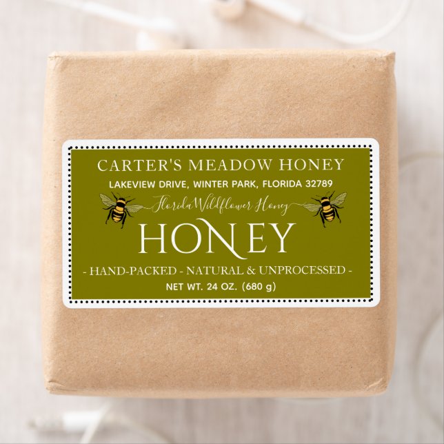 Moderne elegante Honey-Etiketten für den Versand (Insitu)