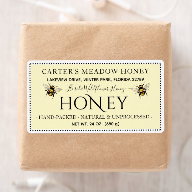 Moderne elegante Honey-Etiketten für den Versand (Insitu)