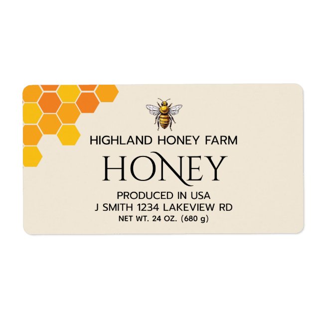 Moderne elegante Honey Labels (Vorne)