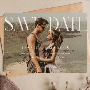 Moderne elegante horizontale Schrift Hochzeitsfoto Save The Date