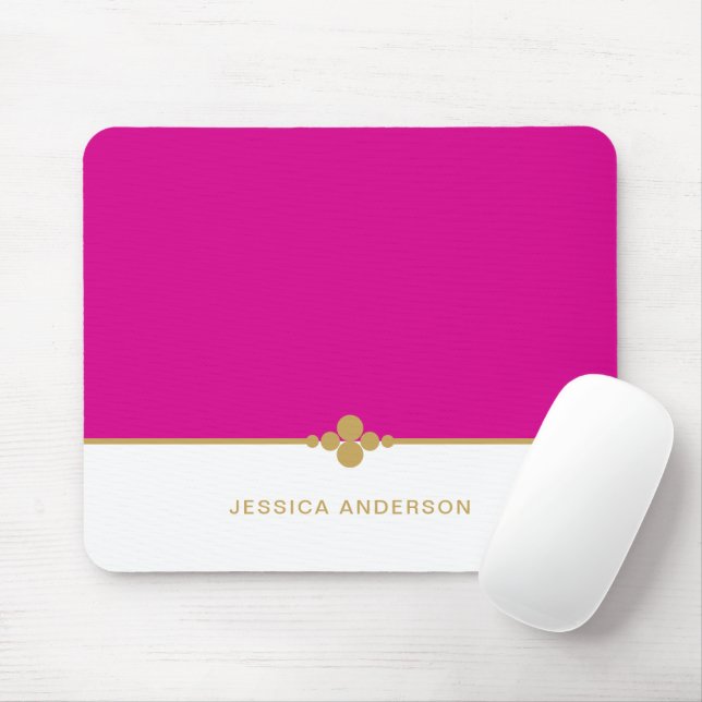 Moderne elegante Hot Pink Gold Name Mousepad (Mit Mouse)