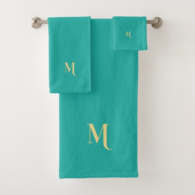 Moderne elegante Imitat Gold Monogram Erstklassig  Badhandtuch Set (Insitu)