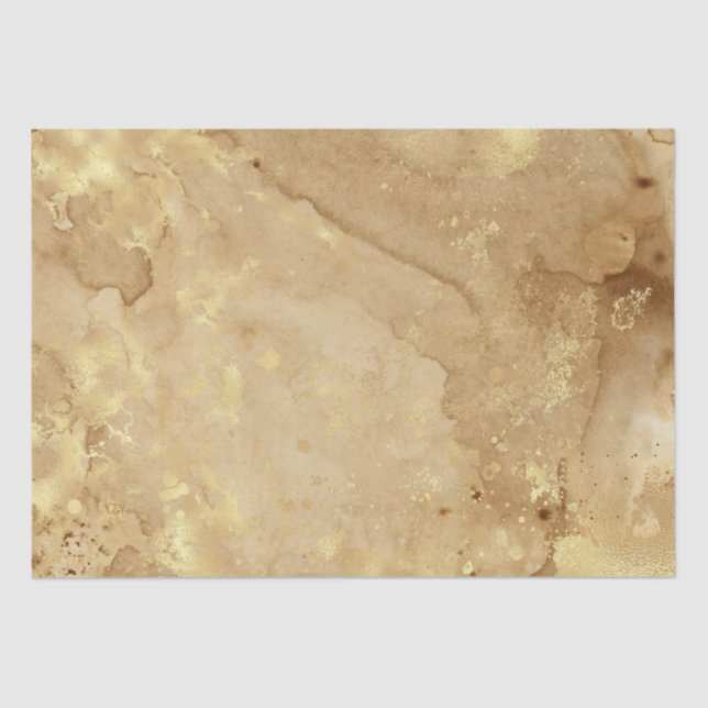 Moderne elegante Imitate Gold Aquarellmarble Muste Seidenpapier (Vorderseite)