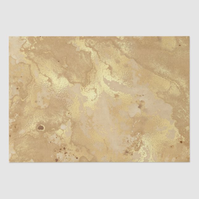 Moderne elegante Imitate Gold Aquarellmarble Muste Seidenpapier (Vorderseite)