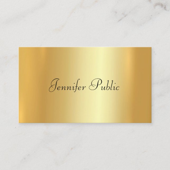 Moderne elegante Imitate Gold Handschrift Template Visitenkarte (Vorderseite)