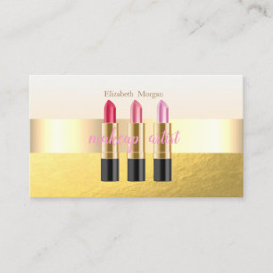 Moderne elegante Imitate Gold, Lipstick, Makeup Ar Visitenkarte