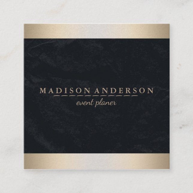 Moderne Elegante Imitate Goldene Foil gestreift Quadratische Visitenkarte (Vorderseite)