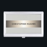 Moderne elegante Imitate Kupferstreifen Grau Berat Visitenkarten Etui<br><div class="desc">Moderner,  individualisierbarer Visitenkartenhalter mit Imitaten,  Kupferstreifen und hellgrauem Hintergrund. Elegantes Design,  perfekt für Berater,  Architekten oder Bauexperten.</div>