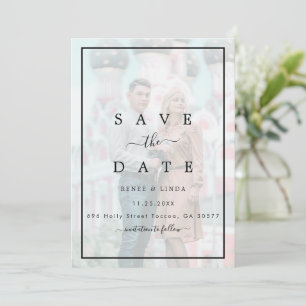Moderne elegante Imitate Vellum Effect Foto Hochze Save The Date