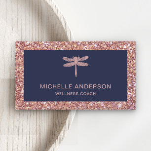 Moderne Elegante Imitats Rose Gold Glitzer Dragonf Visitenkarte