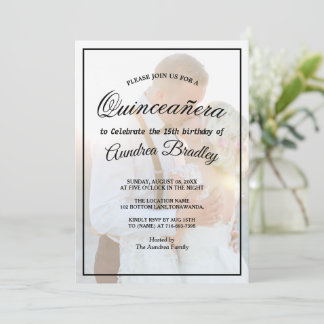 Moderne Elegante Imitats Vellum Overlay Foto Gebur Einladung