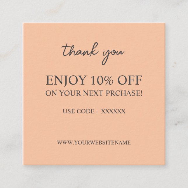 Moderne, elegante, individuelle Discount Card Quadratische Visitenkarte (Vorderseite)