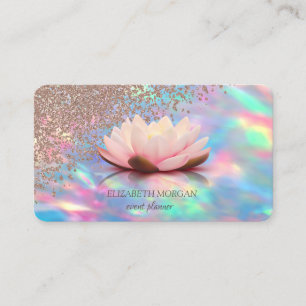 Moderne Elegante Irisierende Opal Diamanten Lotus Visitenkarte