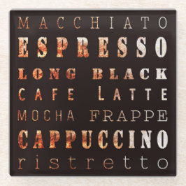 Moderne elegante Kaffeetypen Typografie Glasuntersetzer