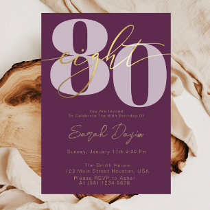 Moderne elegante Kalligrafie ACHTZIG 80. Geburtsta Einladung