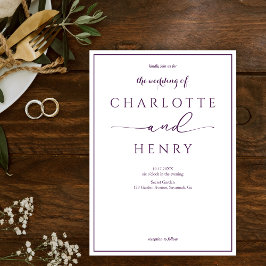 Moderne, elegante Kalligrafie-Schrift Lila Hochzei Einladung