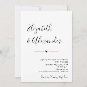 Moderne elegante Kalligrafie-Script-Herz-Hochzeit Einladung