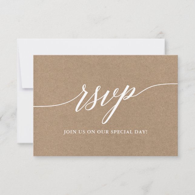 Moderne elegante Kalligrafie Script Wedding Kraft RSVP Karte (Vorderseite)