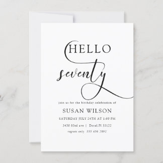 Moderne elegante Kalligrafie Seventieth Birthday Einladung