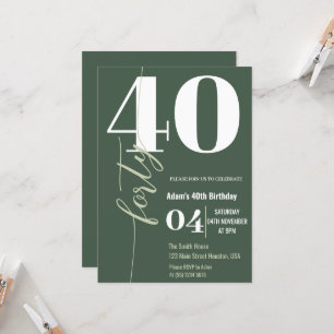 Moderne elegante Kalligrafie VIERZIG 40. Geburtsta Einladung
