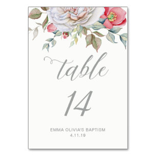 Moderne elegante Kalligrafie   Zarte Blumenelement Tischnummer