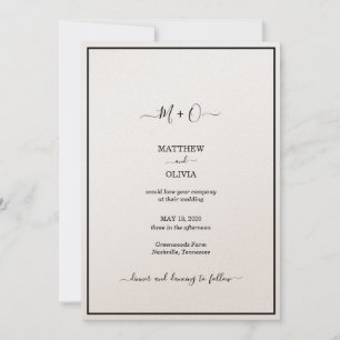 Moderne elegante kalligrafische Monogramm-Hochzeit Ankündigung