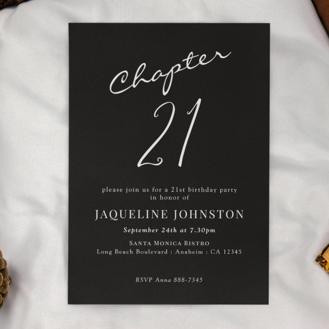 Moderne elegante Kalligraphie 21. Geburtstag Einladung (Von Creator hochgeladen)