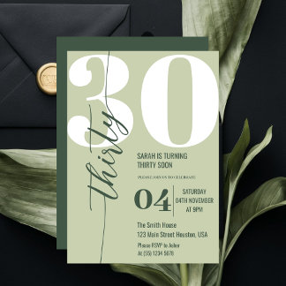 Moderne elegante Kalligraphie 30. Geburtstag Einladung
